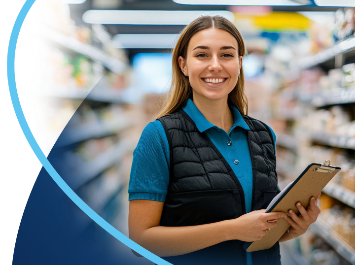 Profesional de retail realizando una revisión